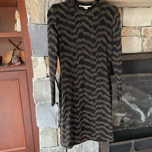 Boston Proper Black and Gold Long Sleeve Dress